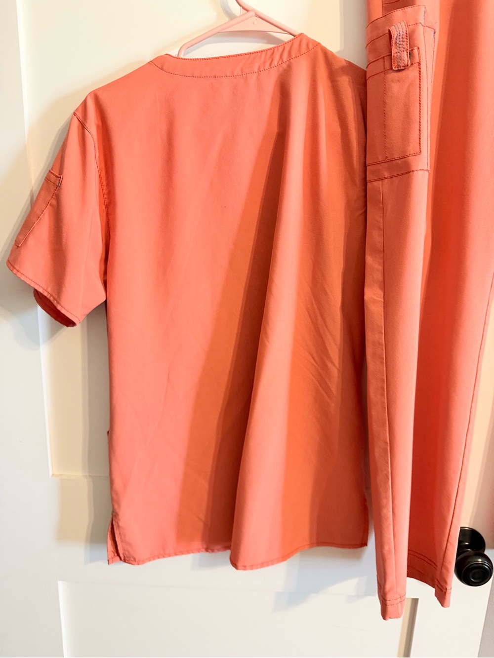 Carhartt Coral Pink Scrub Set with Teal Accents - Picture 6 of 12